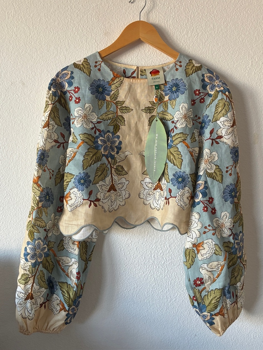 FARM Rio garden scarf blue long sleeve blouse - Picture 4 of 7